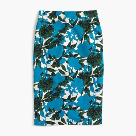 J. Crew Blue Watercolour Floral “the No. 2 Pencil” Skirt - Picture 1 of 11